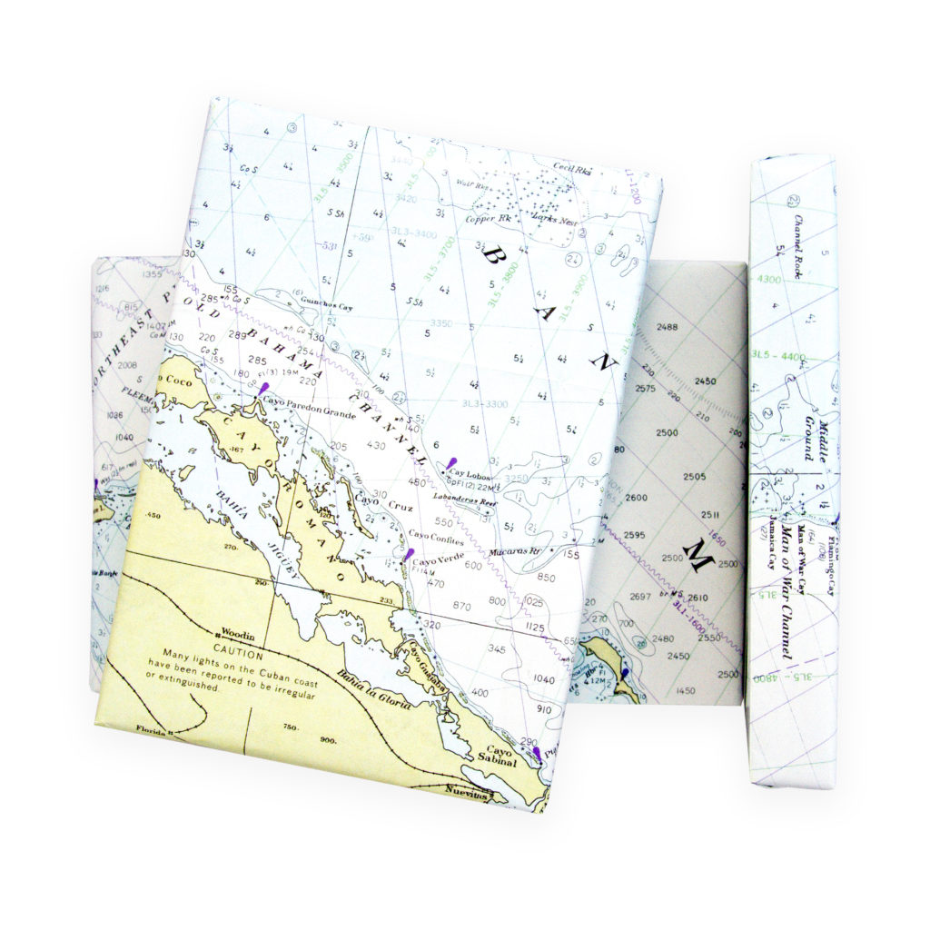 nautical chart wrapping paper