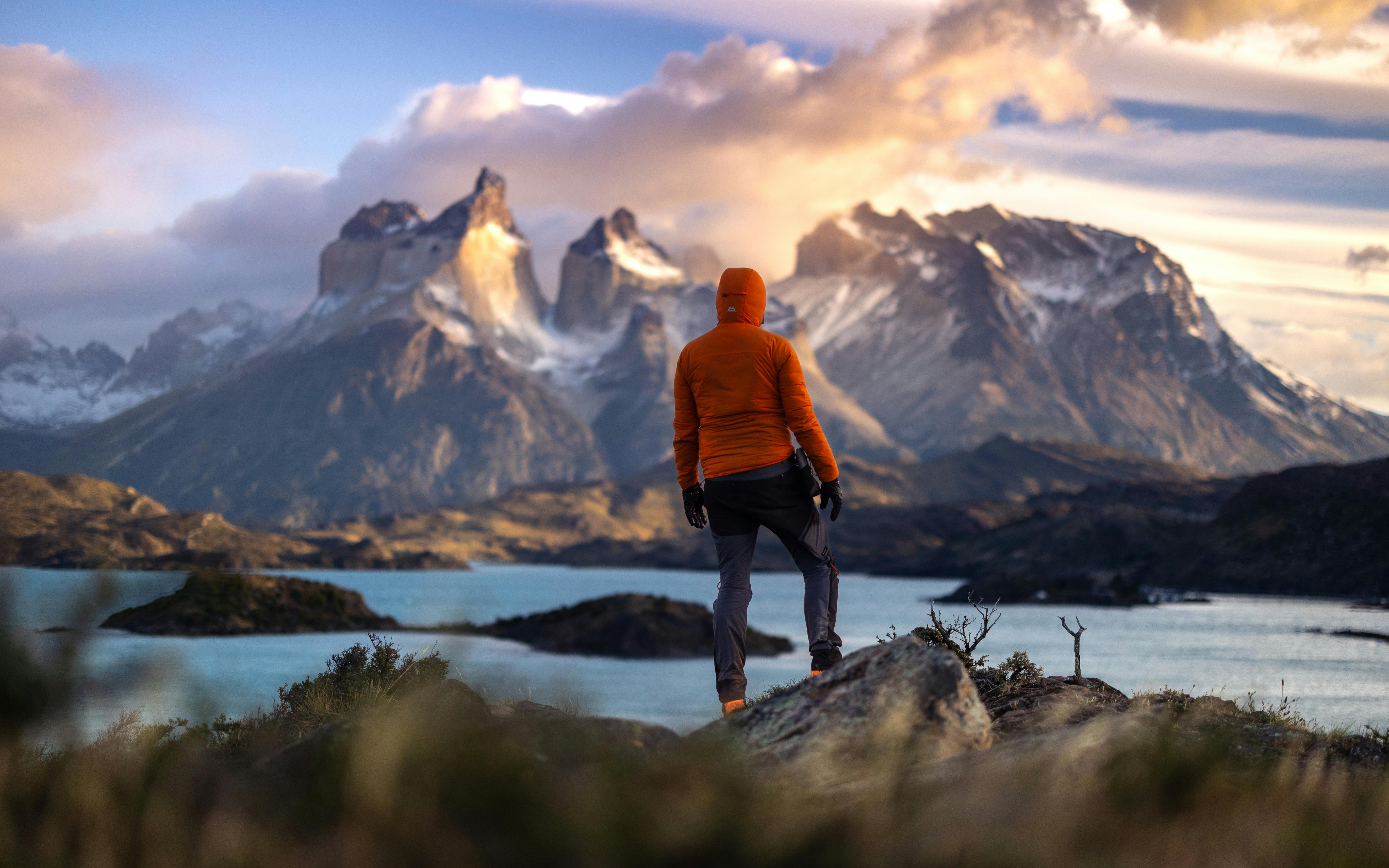 Man on mountain with Patagonia Jacket